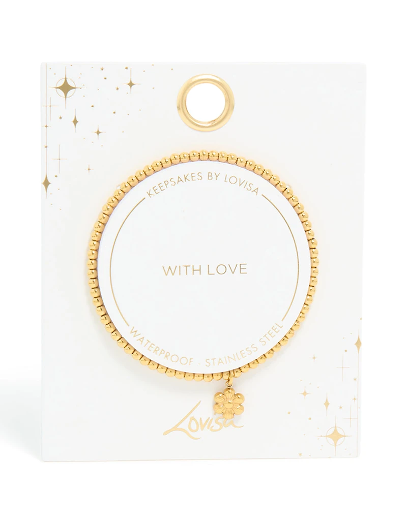 Waterproof Gold Plated Stainless Steel Stretch Flower Bracelet