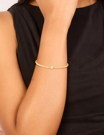 Bracelet élastique élastique de balle de tennis en zircone en acier inoxydable en acier inoxydable étanché