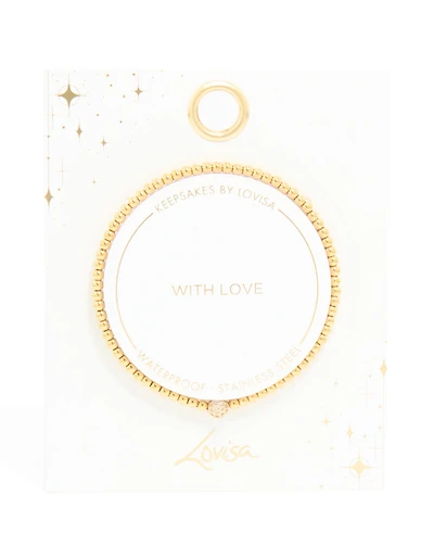 Waterproof Gold Plated Stainless Steel Cubic Zirconia Ball Tennis Stretch Bracelet