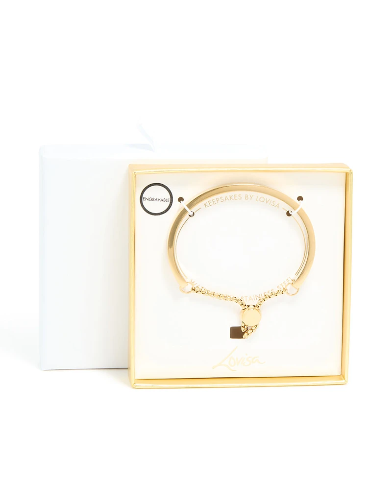 Bracelet à bascule étanche en acier inoxydable plaqué or