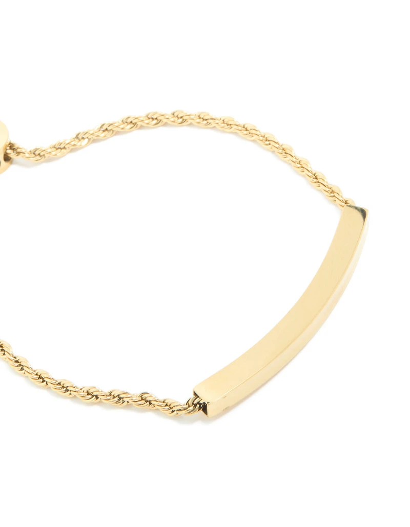 Bracelet à bascule à barre gravable en acier inoxydable plaqué or et imperméable