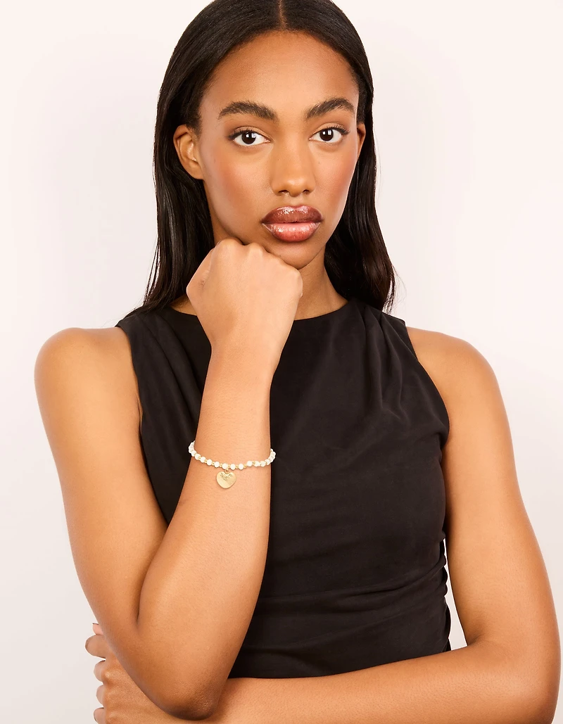 Bracelet étanche en acier inoxydable en acier inoxydable blanc en forme de breloque élastique en forme de cœur