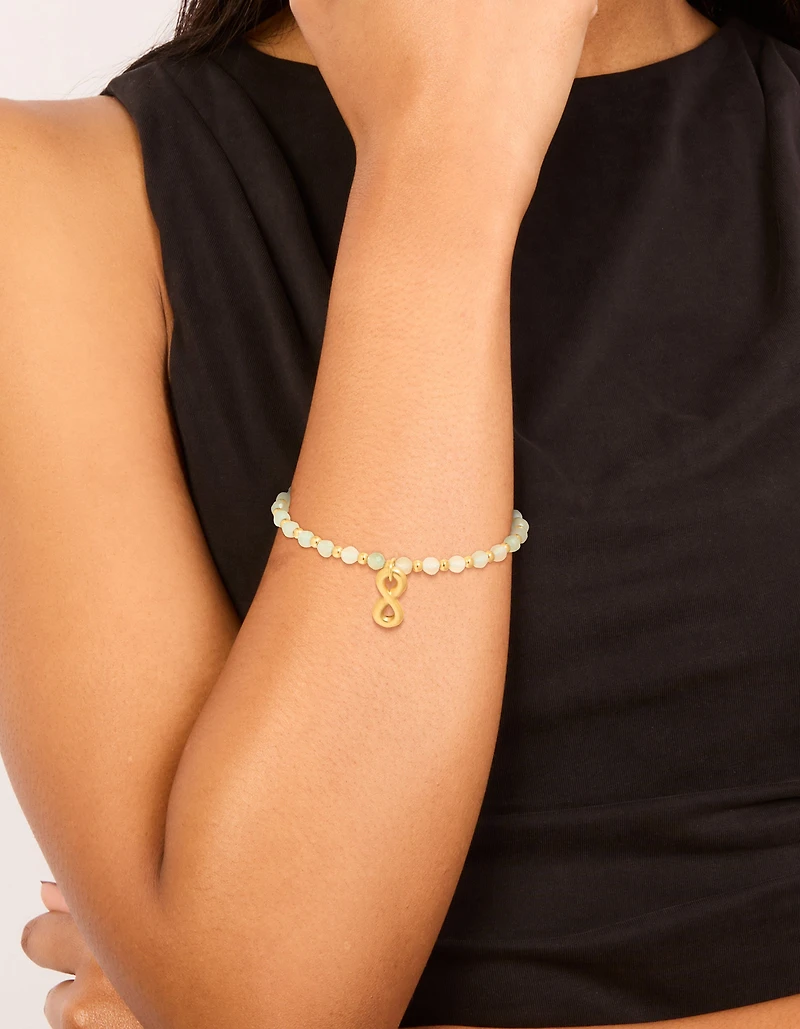 Waterproof Gold Plated Stainless Steel Semi Precious Infinity Stretch Bracelet