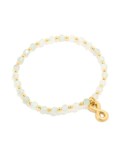 Waterproof Gold Plated Stainless Steel Semi Precious Infinity Stretch Bracelet