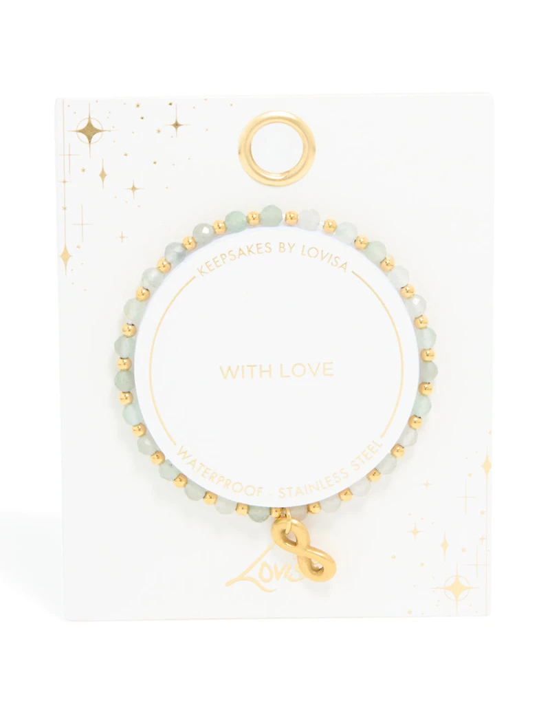 Waterproof Gold Plated Stainless Steel Semi Precious Infinity Stretch Bracelet