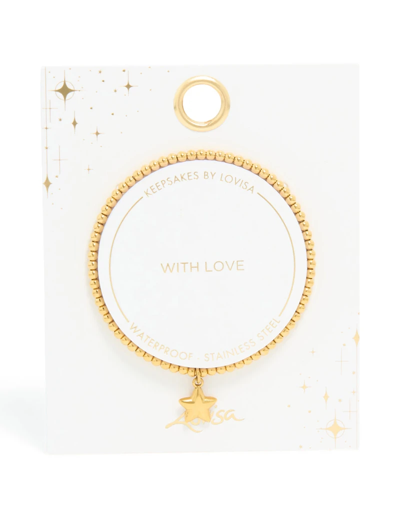 Waterproof Gold Plated Stainless Steel Star Stretch Bracelet