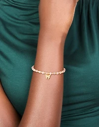 Waterproof Gold Plated Stainless Steel Amethyst Semi Precious Stone Butterfly Stretch Bracelet