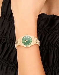 Montre romaine romaine classique à cadran vert doré