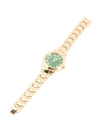 Montre romaine romaine classique à cadran vert doré