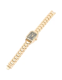 Montre en chiffres romains rectangulaires noirs dorés