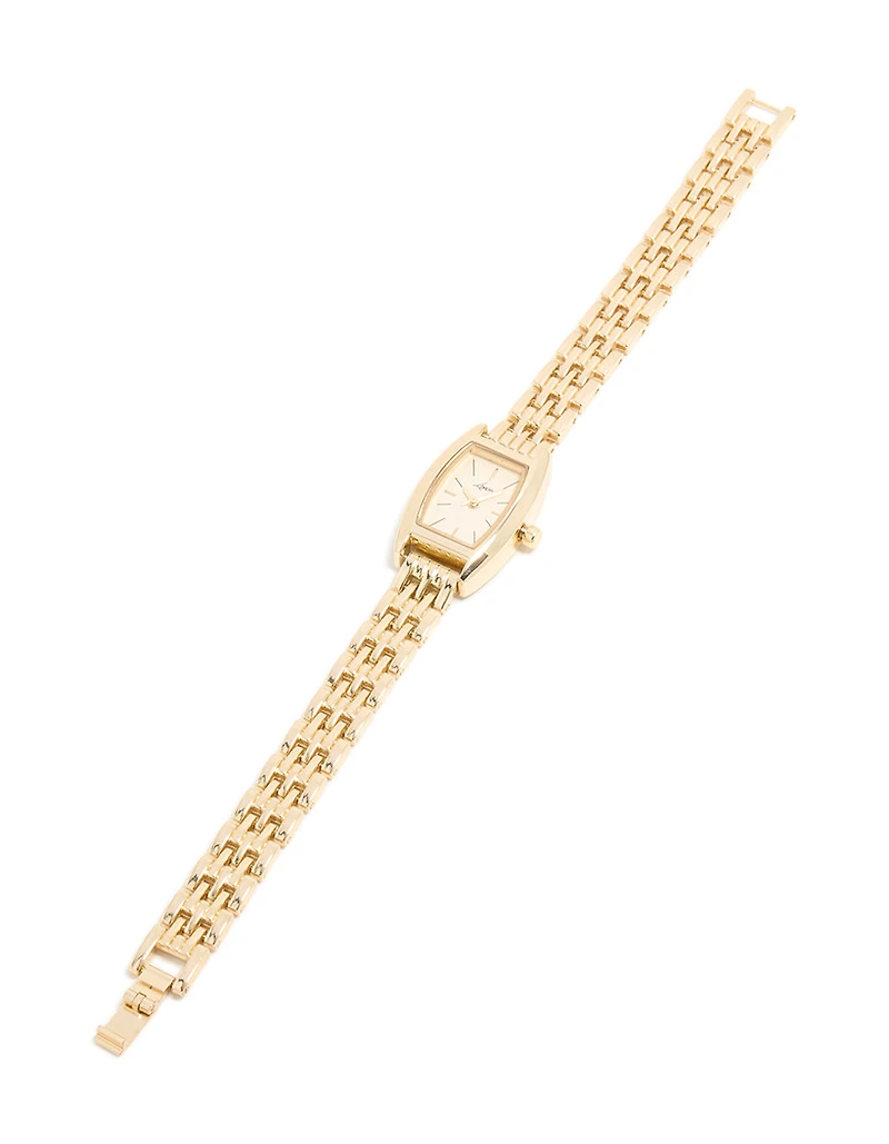 Mini montre rectangulaire en or