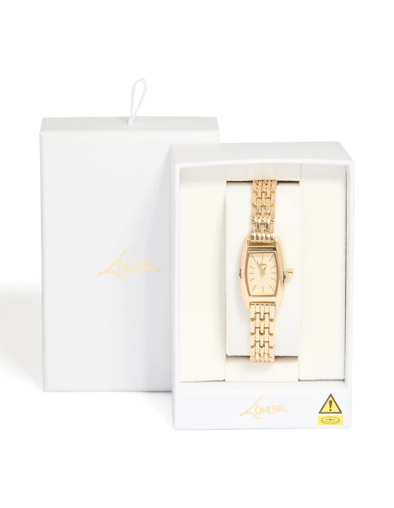 Mini montre rectangulaire en or