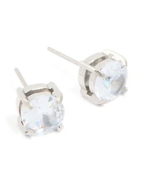 Mens Waterproof Stainless Steel Large Round Cubic Zirconia Stud Earrings