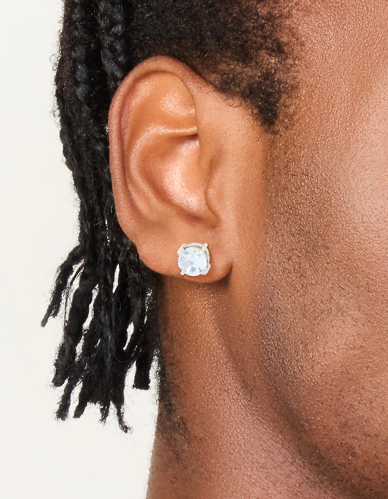 Mens Waterproof Stainless Steel Large Round Cubic Zirconia Stud Earrings