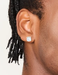 Mens Waterproof Stainless Steel Large Round Cubic Zirconia Stud Earrings