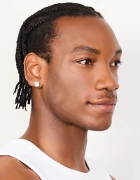 Mens Waterproof Stainless Steel Large Round Cubic Zirconia Stud Earrings