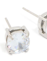 Mens Waterproof Stainless Steel Large Round Cubic Zirconia Stud Earrings
