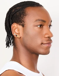 Mens Waterproof Stainless Steel Mixed Metal Ball Stud Earrings 3 Pack