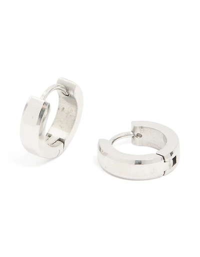 Mens Waterproof Stainless Steel Brushed Huggie Earrings