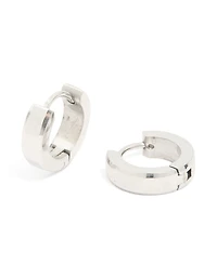Mens Waterproof Stainless Steel Brushed Huggie Earrings
