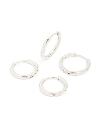 Mens Waterproof Stainless Steel Mixed Size Huggie Earrings 2 Pack