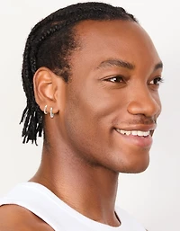 Mens Waterproof Stainless Steel Mixed Size Huggie Earrings 2 Pack