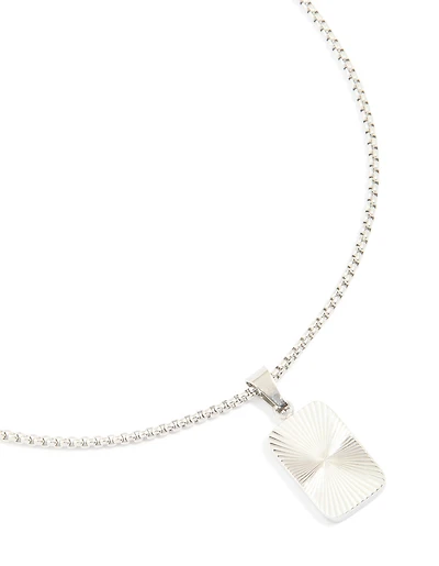 Mens Waterproof Stainless Steel Detail Tag Pendant Necklace