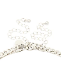 Mens Waterproof Stainless Steel Cross & Snake Chain Layered Necklace