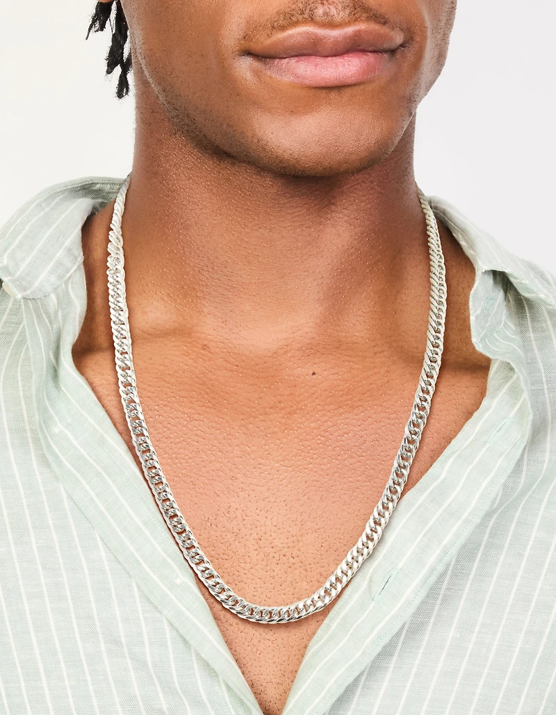 Mens Waterproof Stainless Steel Smooth Cuban Link Necklace