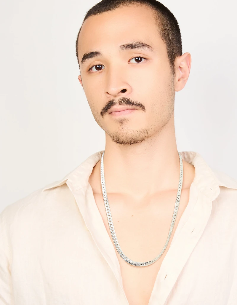 Mens Waterproof Stainless Steel Smooth Snake Chain Necklace