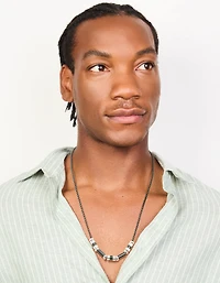 Mens Waterproof Stainless Steel Mixed Rondelle Necklace