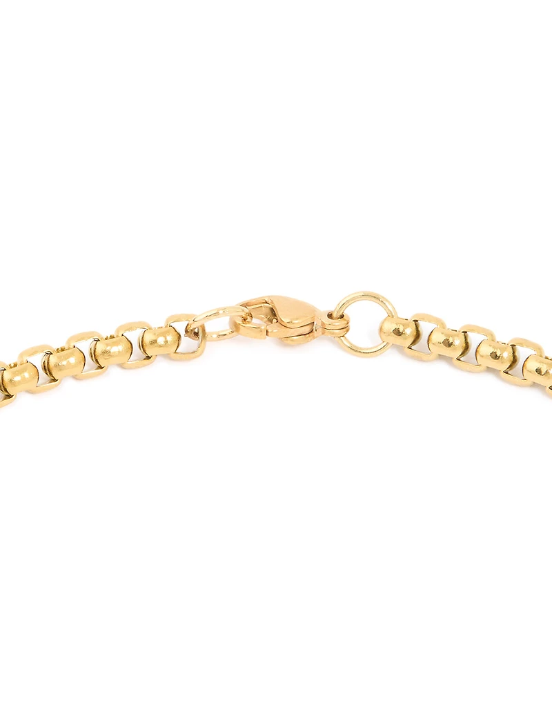 Mens Waterproof Stainless Steel Large Smooth Box Chain Necklace