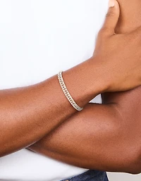 Mens Waterproof Stainless Steel Smooth Cuban Link Bracelet