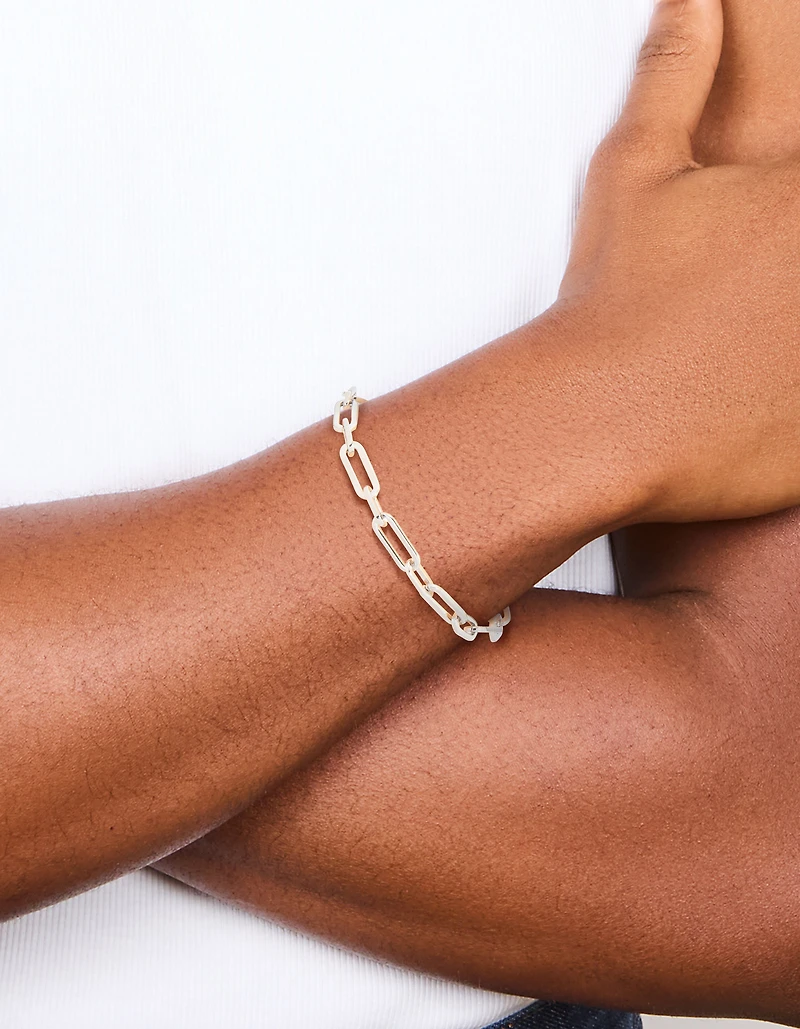 Mens Waterproof Stainless Steel Paperclip Chain Bracelet