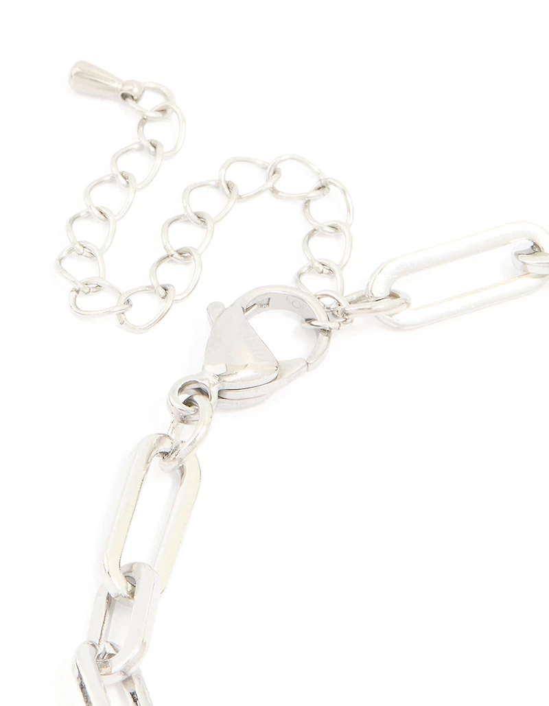 Mens Waterproof Stainless Steel Paperclip Chain Bracelet