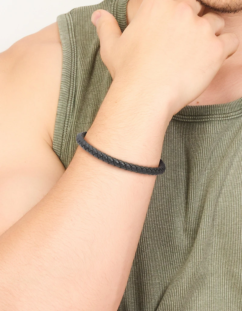 Bracelet à cordon simple tressé en acier inoxydable imperméable pour hommes