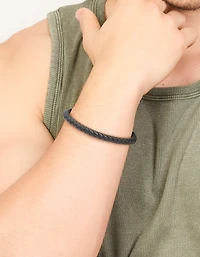 Bracelet à cordon simple tressé en acier inoxydable imperméable pour hommes