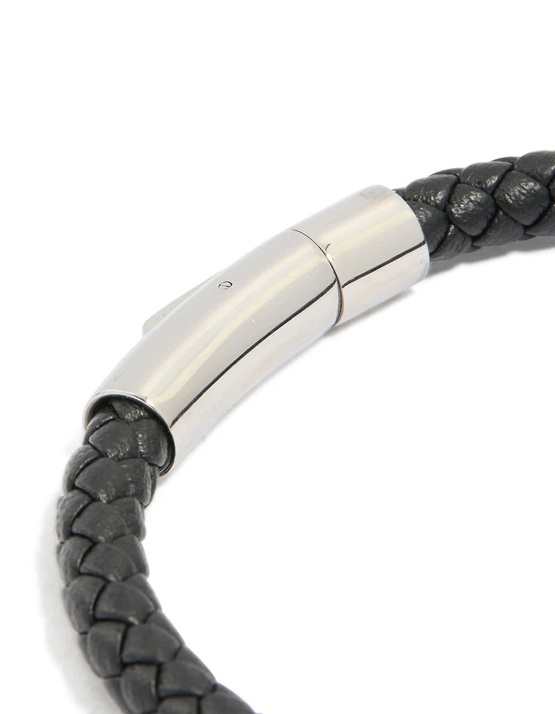 Bracelet à cordon simple tressé en acier inoxydable imperméable pour hommes