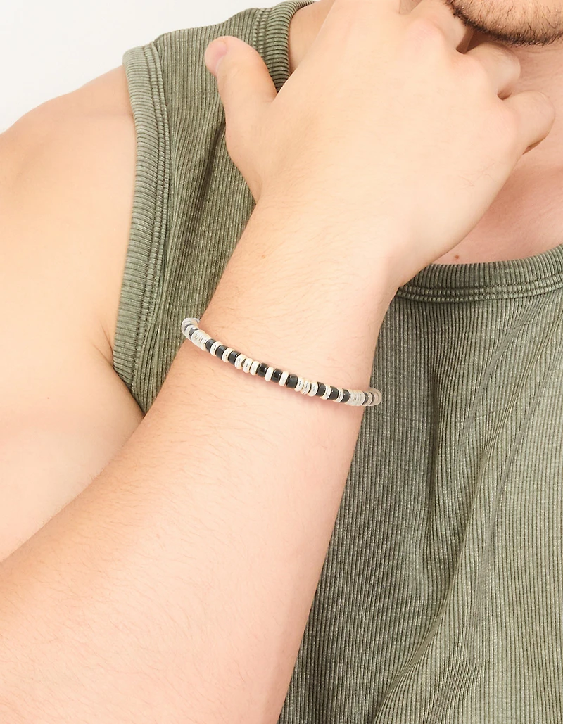 Petit bracelet de perles semi-précieuses en acier inoxydable imperméable pour hommes