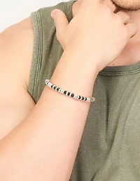 Petit bracelet de perles semi-précieuses en acier inoxydable imperméable pour hommes