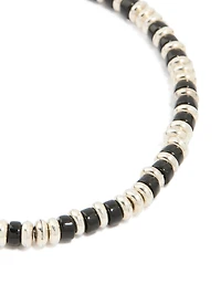 Mens Waterproof Stainless Steel Small Semi Precious Bead Bracelet