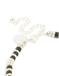 Mens Waterproof Stainless Steel Small Semi Precious Bead Bracelet