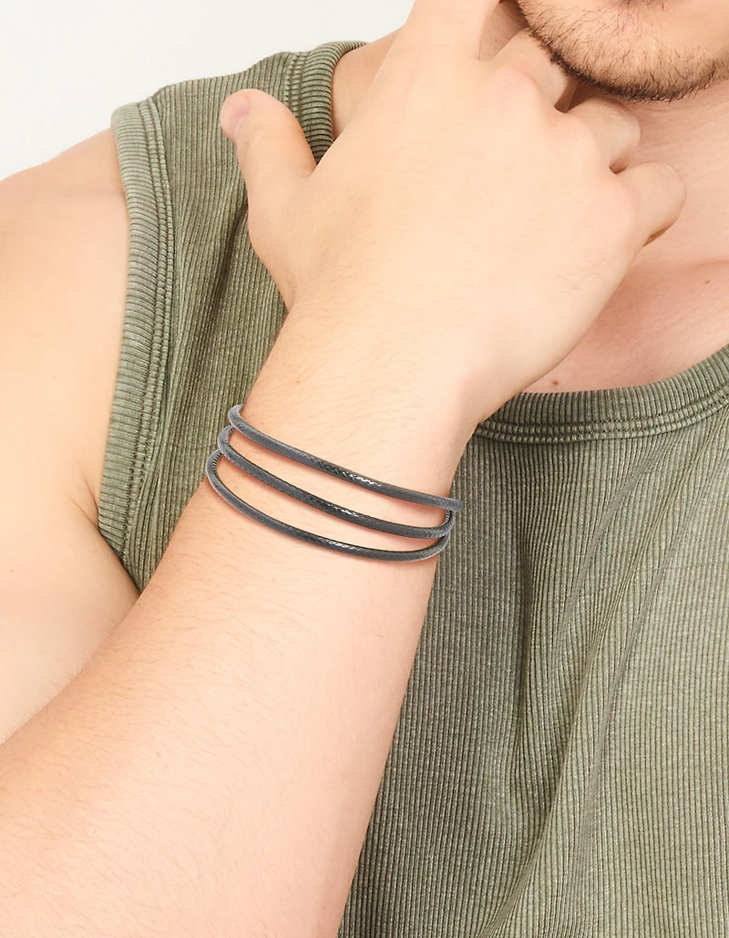 Bracelet de cordon en acier inoxydable imperméable pour hommes
