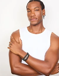 Mens Waterproof Stainless Steel Mixed Braid Detail Bracelet