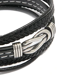 Mens Waterproof Stainless Steel Mixed Braid Detail Bracelet