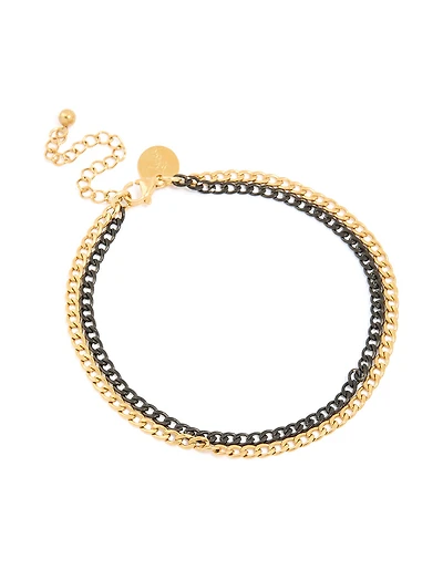 Bracelet double chaîne imperméable en acier inoxydable pour hommes