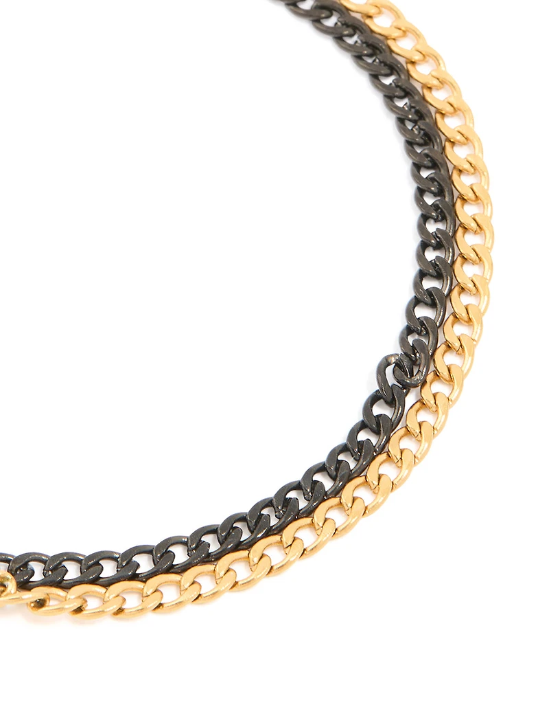 Mens Waterproof Stainless Steel Double Chain Bracelet