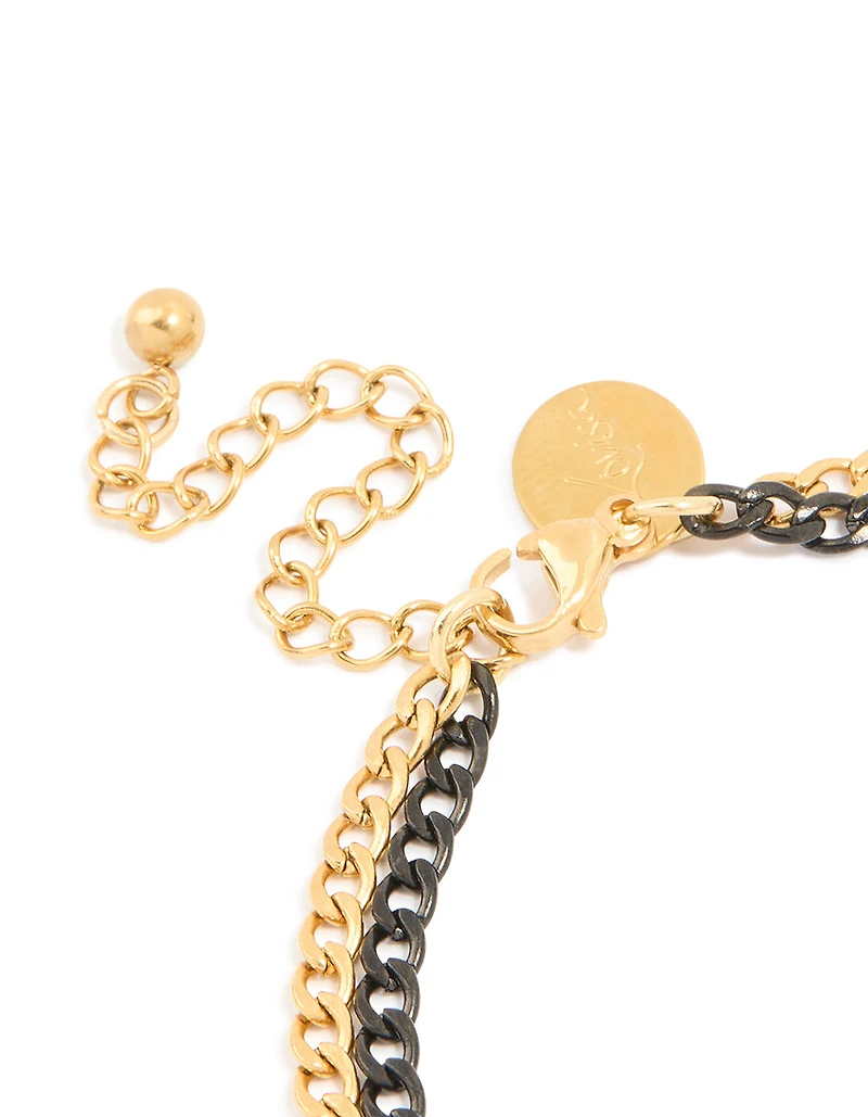 Bracelet double chaîne imperméable en acier inoxydable pour hommes