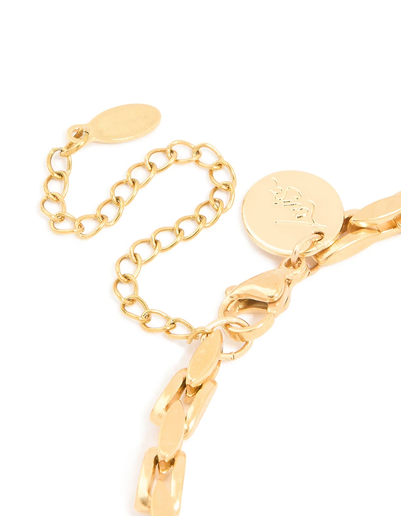 Mens Waterproof Stainless Steel Detailed Chain Link Bracelet