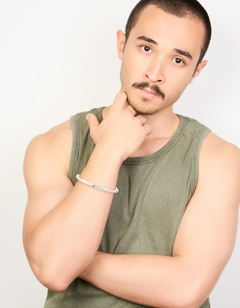 Mens Waterproof Stainless Steel Square Twist Wrist Cuff